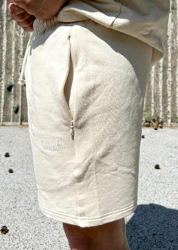 Breathable, Moisture-Wicking, And Budget-Friendly Unisex Sweats Shorts - Cream