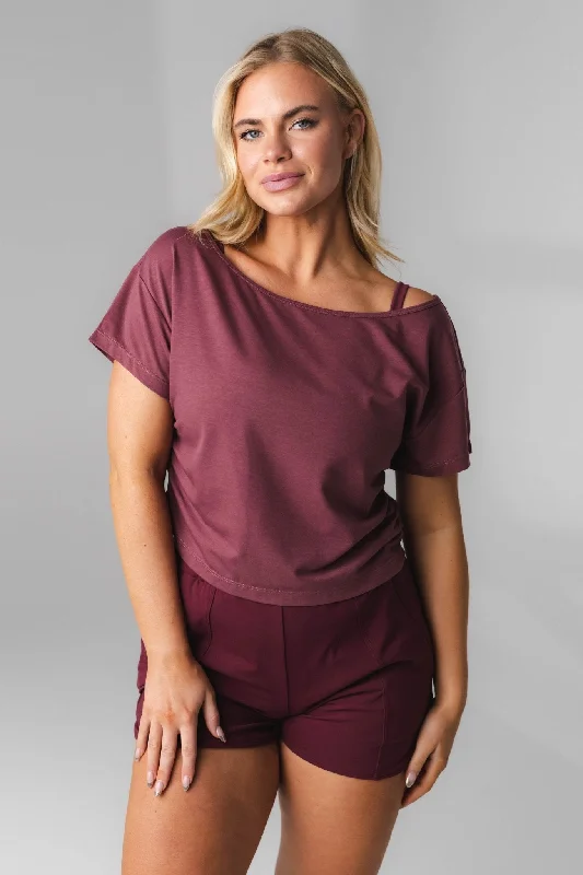 Embrace Comfort With Yoga Wear On Sale Vitality Versa®  Slouch Tee - Mauve