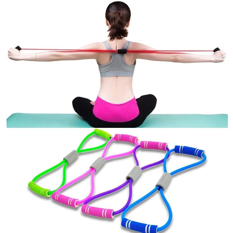 Comfort Meets Style In Our Yoga Sale 2019 Hot Yoga Gum Fitness Resistance 8 Word Chest Expander Rope Workout Muscle Fitness Rubber Elastic Bands for Sports Exercise