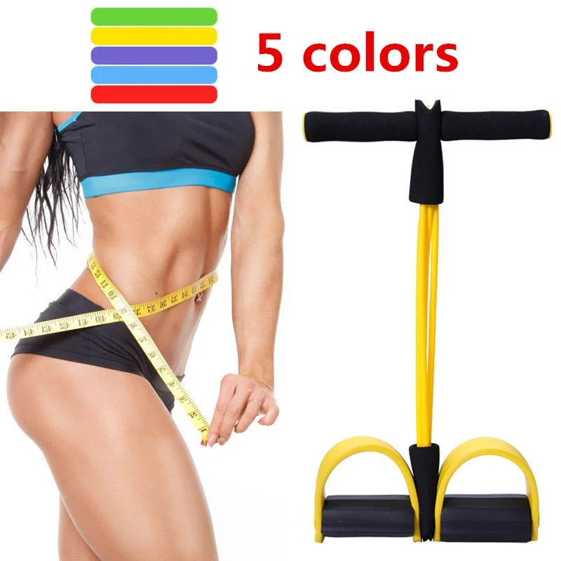 Stay Cool And Comfortable With Yoga Sale Offers 4 Tube Strong Fitness Resistance Bands Latex Pedal Exerciser Foot Pull Ropes yoga Sports Pilates fitness Slimming equipment