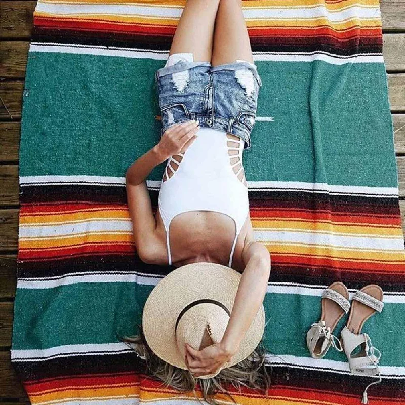 Unwind, Relax, And Save On Yoga Gear Turquoise Sunset Baja Diamond Yoga Blanket