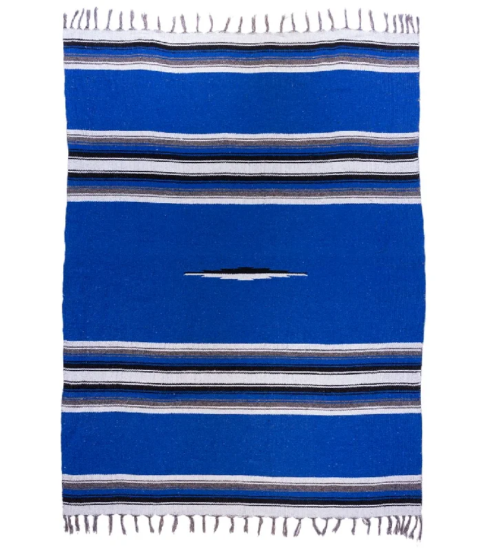 Best-Selling Yoga Accessories Now More Affordable Native Yoga Diamond Design Mexican Yoga Blanket Blue