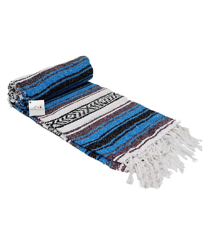 Balance Comfort And Cost With Yoga Discounts West Path Economy Falsa Mexican Yoga Blanket Bright Blue
