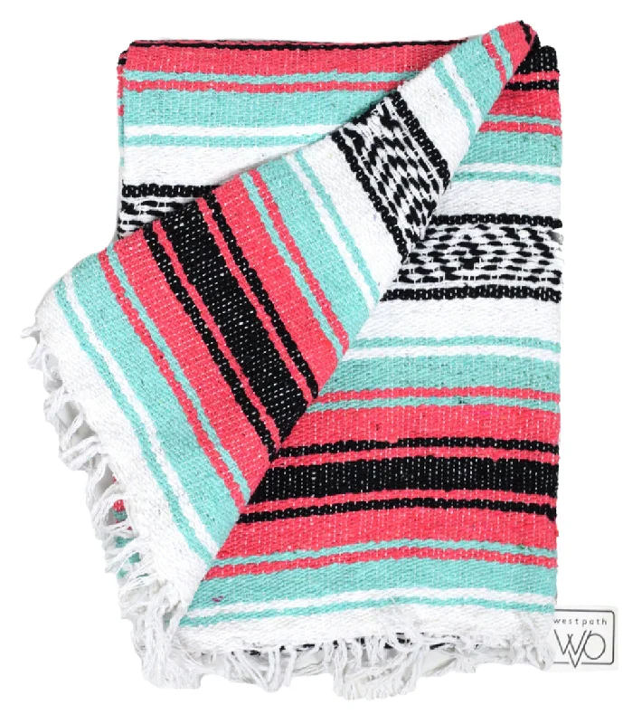 Serenity Starts With Savings On Yoga Accessories West Path Economy Falsa Mexican Yoga Blanket Mint Coral