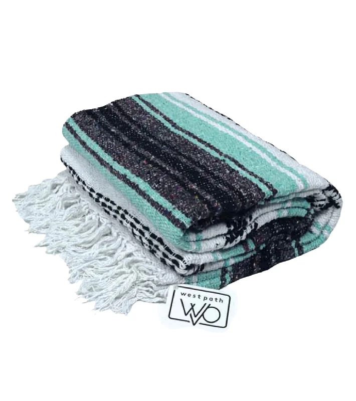 Your Yoga Journey Starts With Savings West Path Economy Falsa Mexican Yoga Blanket Mint Grey