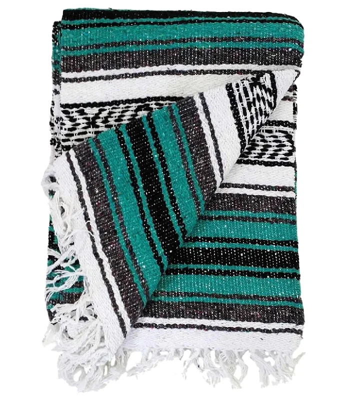 Yoga Accessories At Unbeatable Prices West Path Economy Falsa Mexican Yoga Blanket Teal/Grey