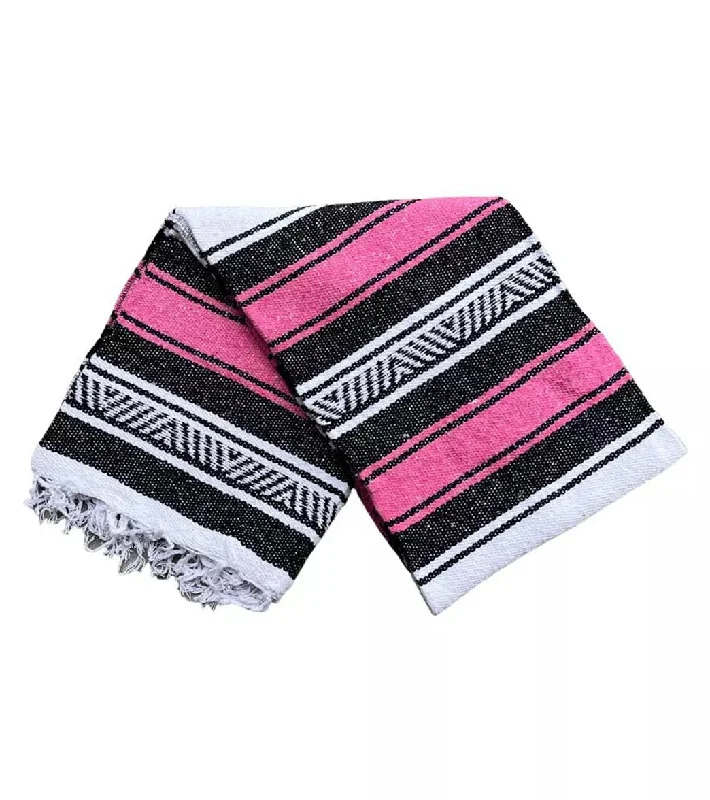 Lightweight, Breathable, And Now More Affordable West Path Recycled Falsa Mexican Yoga Blanket Pink