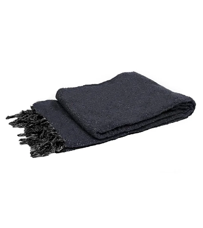 Elevate Your Practice With Discounted Yoga Gear West Path Solid Color Mexican Yoga Blanket Charcoal