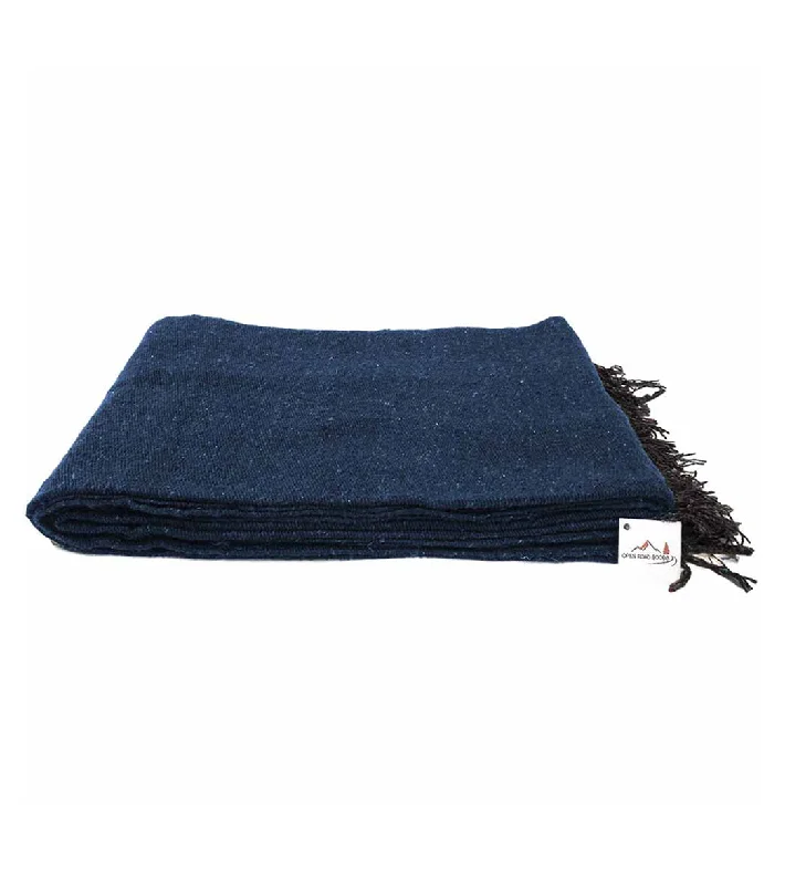 Comfort Meets Style In Our Yoga Sale West Path Solid Color Mexican Yoga Blanket Slate Blue