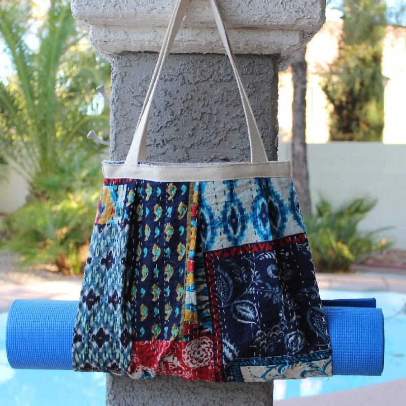 Essential Yoga Gear At Unmissable Prices Yoga Mat Holder - Kantha Quilt Design - Blue Patchwork Essential Yoga Gear At Unmissable Prices Yoga Mat Holder - Kantha Quilt Design - Blue Patchwork