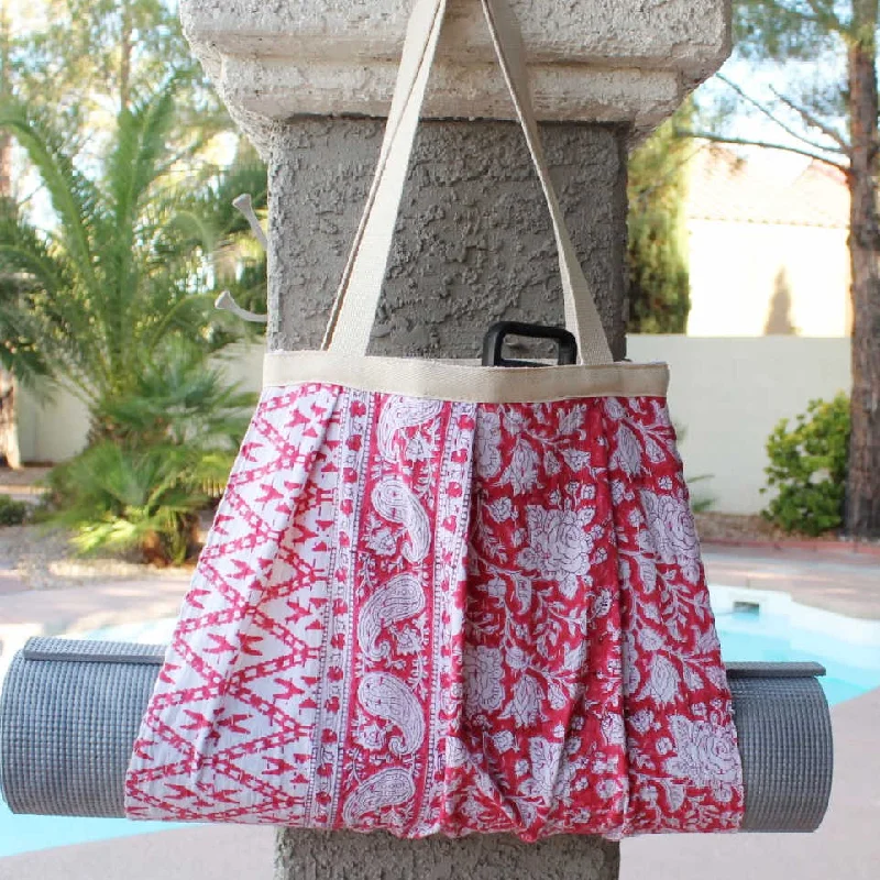 Strengthen Your Practice, Lower Your Costs Yoga Mat Carrier Bag Purse - Kantha Quilt Design - Cerise Pink Geometric Strengthen Your Practice, Lower Your Costs Yoga Mat Carrier Bag Purse - Kantha Quilt Design - Cerise Pink Geometric