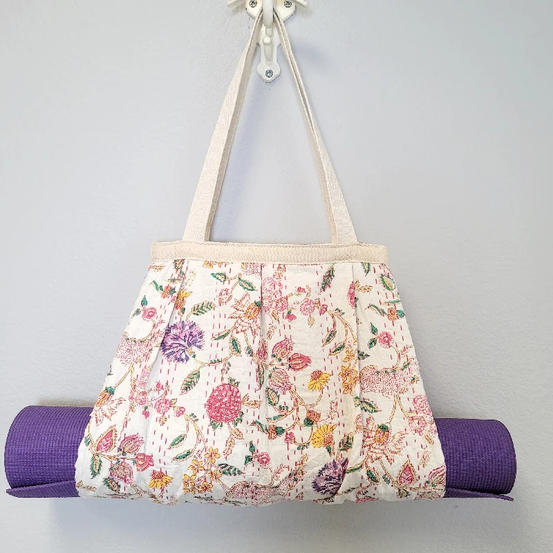 Yoga Essentials At Unbeatable Prices Yoga Mat Holder | White with Small Flowers | Yoga Mat Carrier Bag Purse Yoga Essentials At Unbeatable Prices Yoga Mat Holder | White with Small Flowers | Yoga Mat Carrier Bag Purse