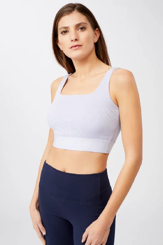 Stretch In Style With Budget-Friendly Yoga Wear Ribbed Bra (Soft Purple), GOTS