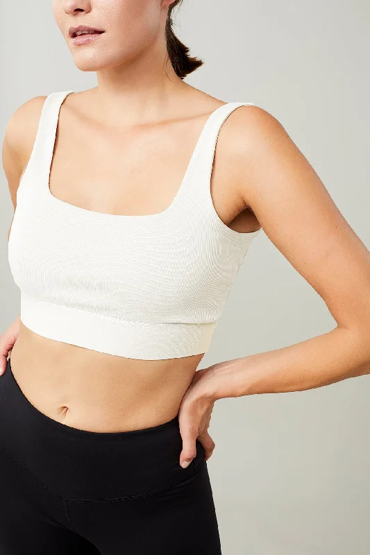 Performance Meets Savings In Our Yoga Wear Sale Ribbed Bra (White), GOTS