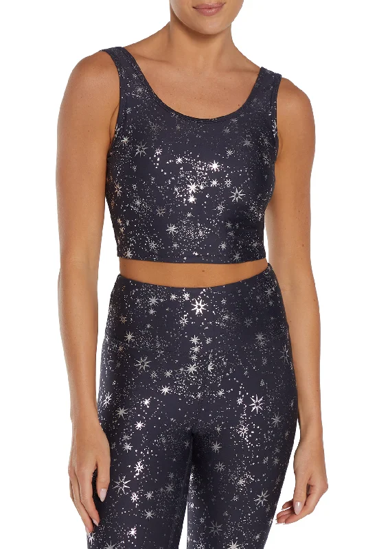 Premium Yoga Wear At Special Discounts Marley Long Sports Bra - Graphite Foil Starry Night