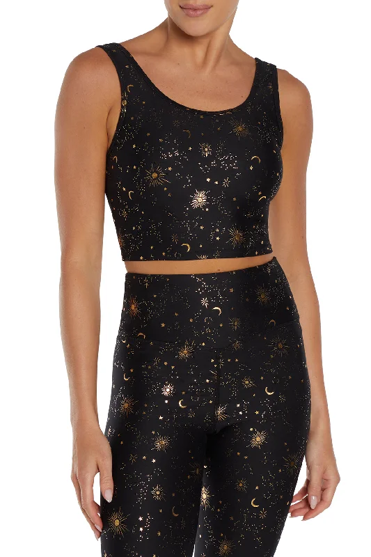 Breathe Easy In Comfortable Yoga Outfits Marley Long Sports Bra - Black Foil North Star