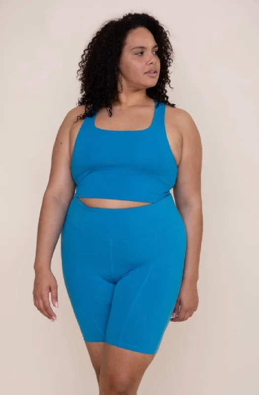 Stretch Your Limits, Not Your Wallet Square Neck Sports Bra Turquoise